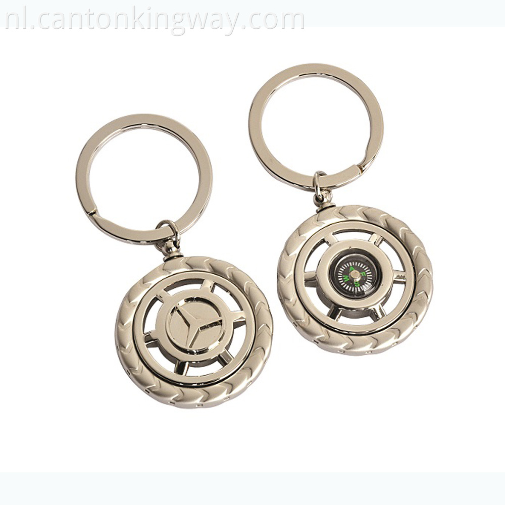 Round Wheel Benz Car Logo Keychain Front And Back